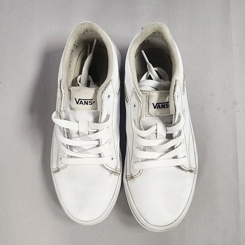 Vans Youth 5.0 White Leather Low Top Skate Sneakers 500714
